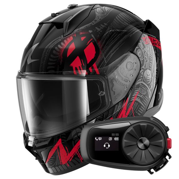 Full Face Shark D-Skwal 3 Shiever KAR + Kit Bluetooth 5S Solo