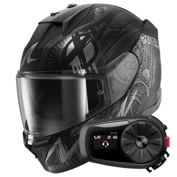 Full Face Shark D-Skwal 3 Shiever Mat KAS + Kit Bluetooth 5S Solo