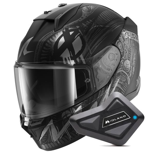 Full Face Shark D-Skwal 3 Shiever Mat KAS + Kit Bluetooth BT Mini