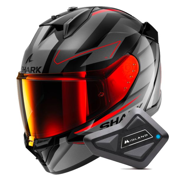 Full Face Shark D-Skwal 3 Sizler KAR + Kit Bluetooth BT Mini