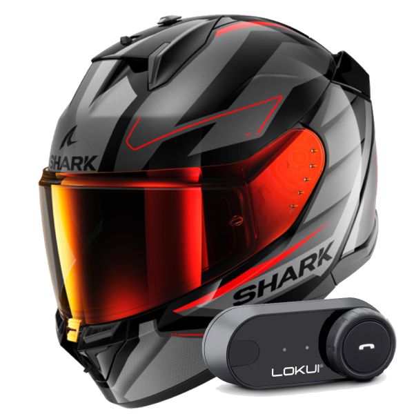 Full Face Shark D-Skwal 3 Sizler KAR + Kit Bluetooth Lokui K30