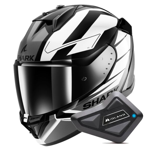 Full Face Shark D-Skwal 3 Sizler KWA + Kit Bluetooth BT Mini