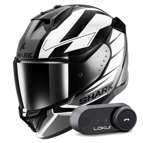 Full Face Shark D-Skwal 3 Sizler KWA + Kit Bluetooth Lokui K30