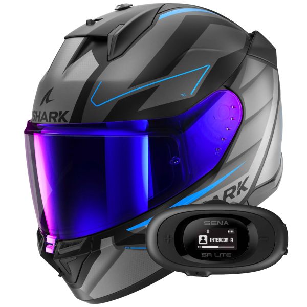 Full Face Shark D-Skwal 3 Sizler Mat KAB + Kit bluetooth 5R Lite Solo