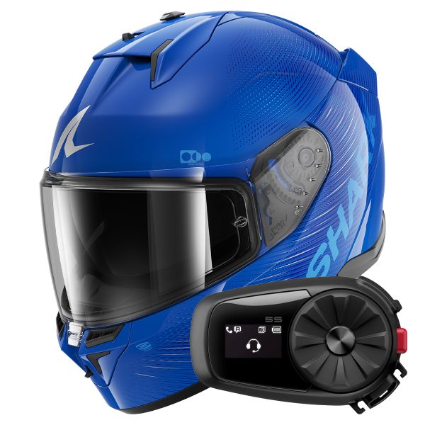 Full Face Shark D-Skwal 3 SP Lyne BSB + Kit Bluetooth 5S Solo