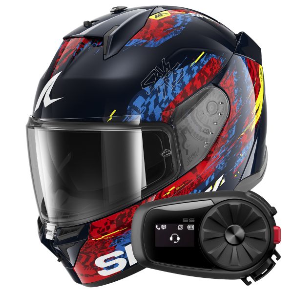Full Face Shark D-Skwal 3 Speed-Vib BRB + Kit Bluetooth 5S Solo
