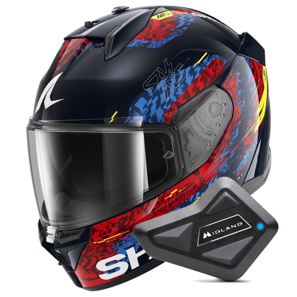 Full Face Shark D-Skwal 3 Speed-Vib BRB + Kit Bluetooth BT Mini