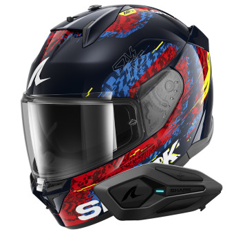 Full Face Shark D-Skwal 3 Speed-Vib BRB + Kit Bluetooth Sena for Shark Solo