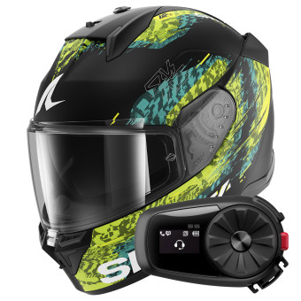 Full Face Shark D-Skwal 3 Speed-Vib Mat KGB + Kit Bluetooth 5S Solo