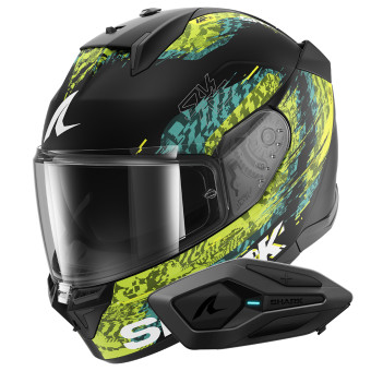 Full Face Shark D-Skwal 3 Speed-Vib Mat KGB + Kit Bluetooth Sena for Shark Solo