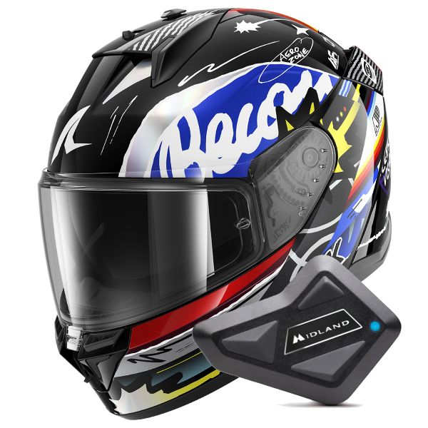 Full Face Shark D-Skwal 3 Streetrush KBU + Kit Bluetooth BT Mini