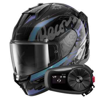 Full Face Shark D-Skwal 3 Streetrush KGU + Kit Bluetooth 5S Solo