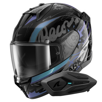 Full Face Shark D-Skwal 3 Streetrush KGU + Kit Bluetooth Sena for Shark Solo