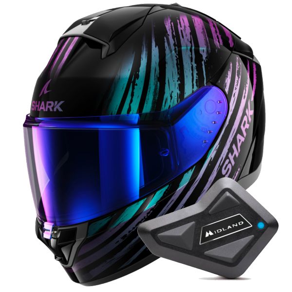 Full Face Shark Ridill 2 Assya KXK + Kit Bluetooth BT Mini Full Face Shark Ridill 2 Assya KXK + Kit Bluetooth BT Mini