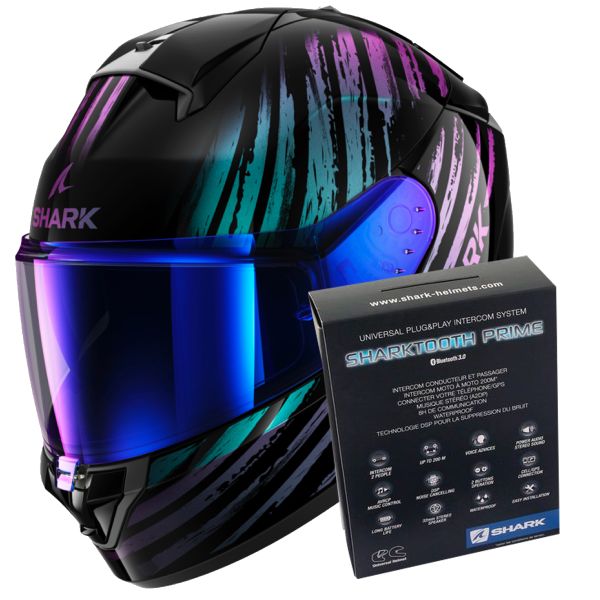 Full Face Shark Ridill 2 Assya KXK + Kit Bluetooth Sharktooth Prime