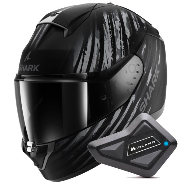 Full Face Shark Ridill 2 Assya Mat KAA + Kit Bluetooth BT Mini