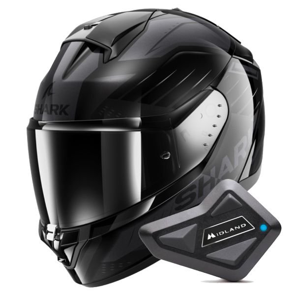 Full Face Shark Ridill 2 Bersek KAA + Kit Bluetooth BT Mini