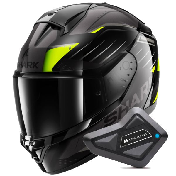 Full Face Shark Ridill 2 Bersek KGA + Kit Bluetooth BT Mini