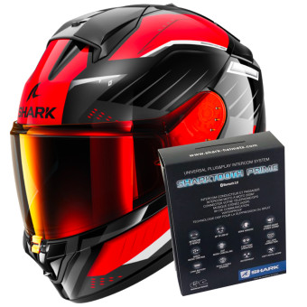 Full Face Shark Ridill 2 Bersek KRA + Kit Bluetooth Sharktooth Prime