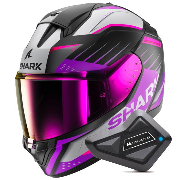 Full Face Shark Ridill 2 Bersek Mat KVV + Kit Bluetooth BT Mini