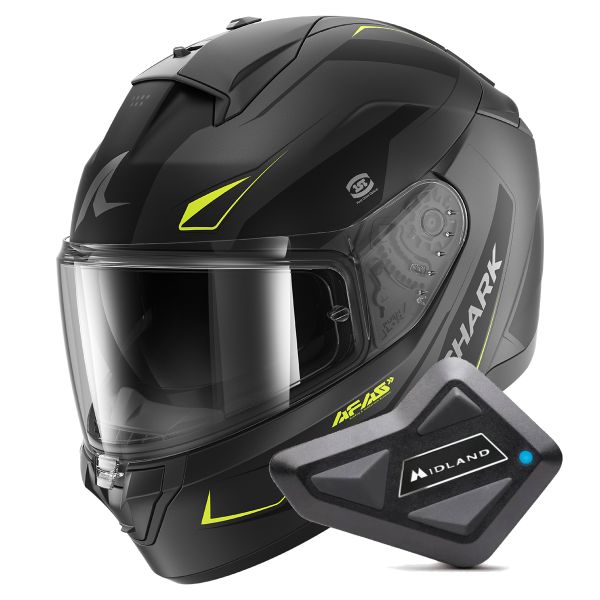Full Face Shark Ridill 2 Mekarium Mat AAY + Kit Bluetooth BT Mini