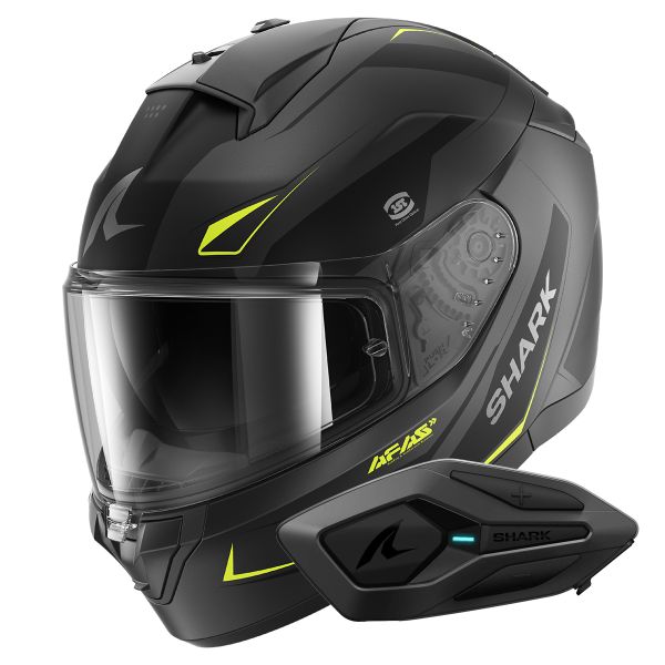 Full Face Shark Ridill 2 Mekarium Mat AAY + Kit Bluetooth Sena for Shark Solo