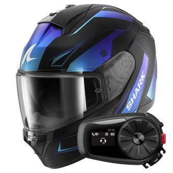 Full Face Shark Ridill 2 Mekarium Mat KBB + Kit Bluetooth 5S Solo