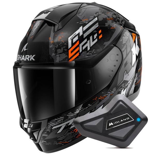 Full Face Shark Ridill 2 Molokai KSO + Kit Bluetooth BT Mini