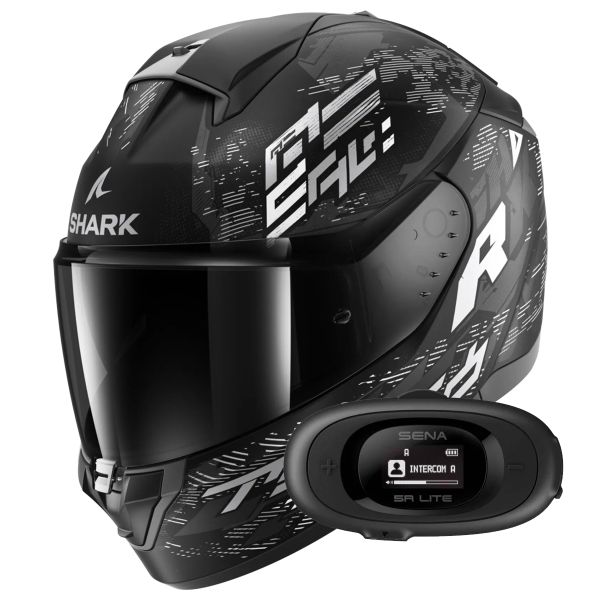 Full Face Shark Ridill 2 Molokai Mat KWS + Kit bluetooth 5R Lite Solo