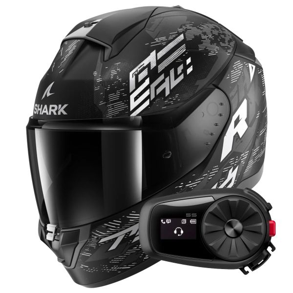 Full Face Shark Ridill 2 Molokai Mat KWS + Kit Bluetooth 5S Solo