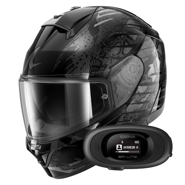 Full Face Shark Ridill 2 Reptaia KAS + Kit bluetooth 5R Lite Solo