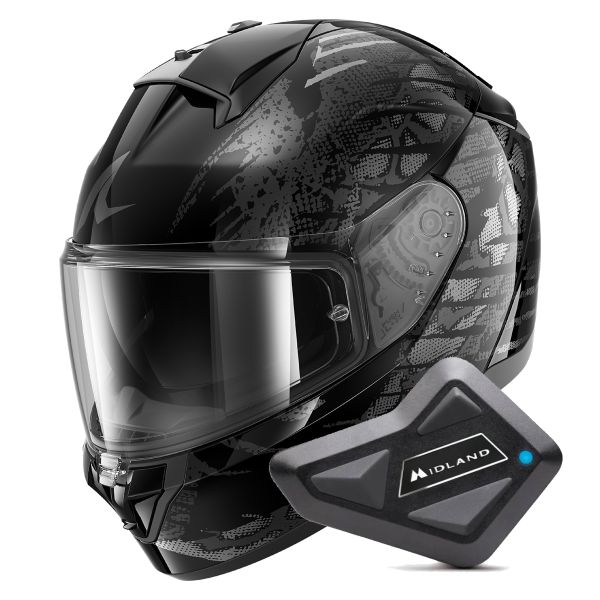 Full Face Shark Ridill 2 Reptaia KAS + Kit Bluetooth BT Mini