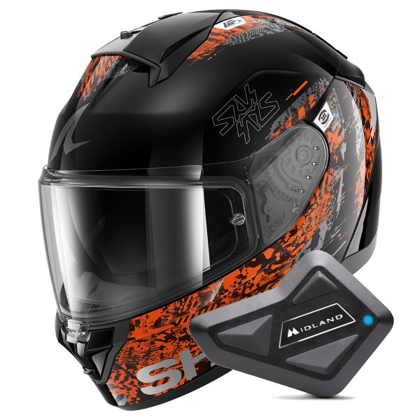 Full Face Shark Ridill 2 Speed-Vib KAO + Kit Bluetooth BT Mini
