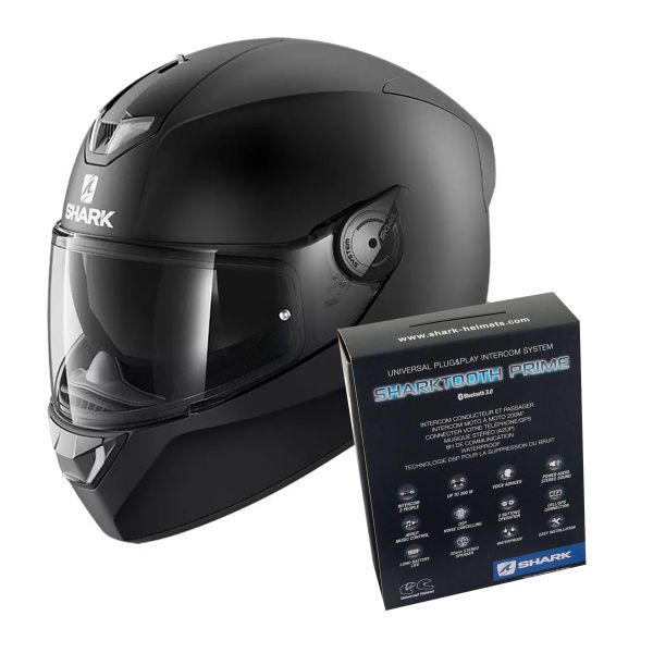 Full Face Shark Skwal 2.2 Blank Mat KMA + Kit Bluetooth Sharktooth Prime