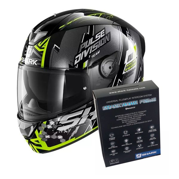 Full Face Shark Skwal 2.2 Noxxys KYS + Kit Bluetooth Sharktooth Prime