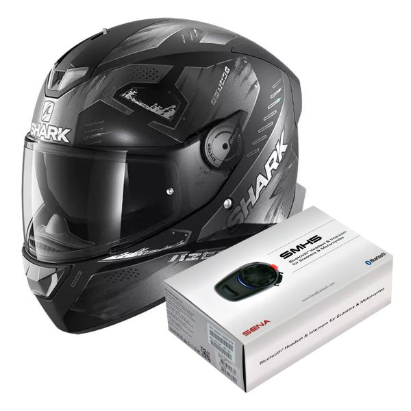 Full Face Shark Skwal 2.2 Venger Mat KAA + Kit Bluetooth Sena SMH5