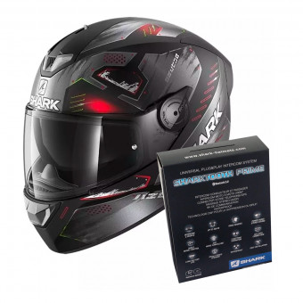 Full Face Shark Skwal 2.2 Venger Mat KAR + Kit Bluetooth Sharktooth Prime