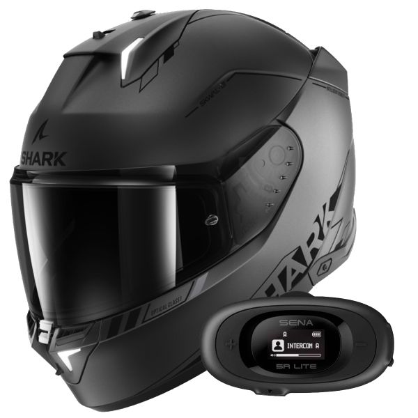 Full Face Shark Skwal i3 Blank SP Mat AKS + Kit Bluetooth 5R Lite