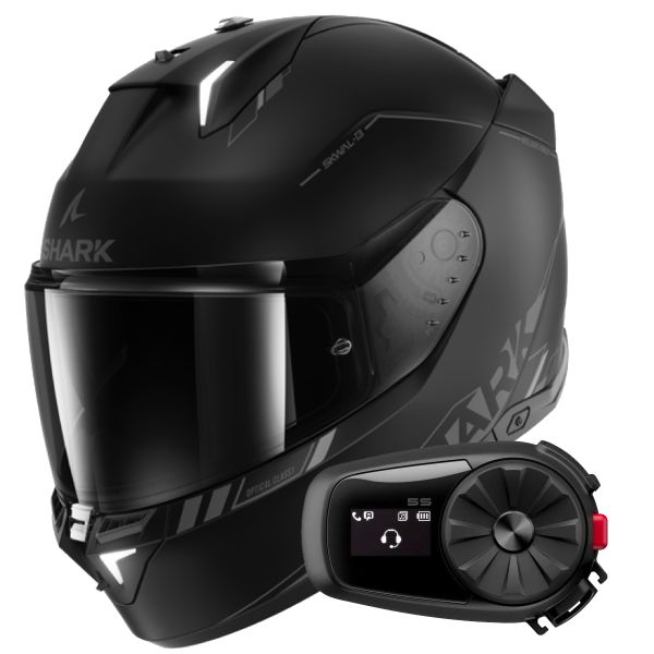 Full Face Shark Skwal i3 Blank SP Mat KAK + Kit Bluetooth 5S Full Face Shark Skwal i3 Blank SP Mat KAK + Kit Bluetooth 5S