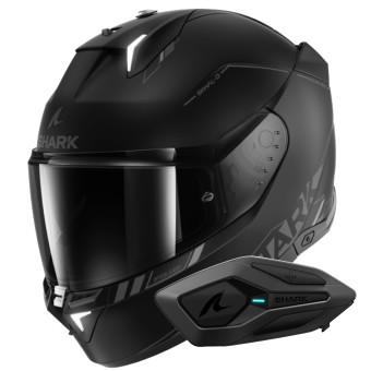 Casque Full Face Shark Skwal i3 Blank SP Mat KAK + Kit Bluetooth Sena for Shark Solo Casque Full Face Shark Skwal i3 Blank SP Mat KAK + Kit Bluetooth Sena for Shark Solo