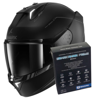 Full Face Shark Skwal i3 Blank SP Mat KAK + Kit Bluetooth Sharktooth Prime