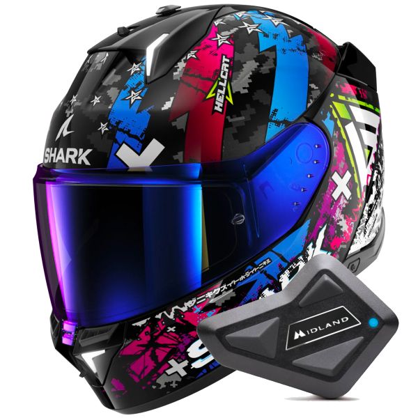 Full Face Shark Skwal i3 Hellcat KUB + Kit Bluetooth BT Mini Full Face Shark Skwal i3 Hellcat KUB + Kit Bluetooth BT Mini