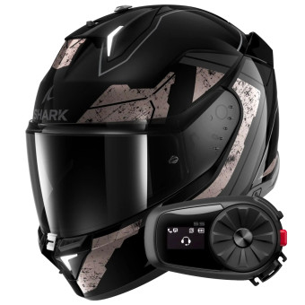 Full Face Shark Skwal i3 Hellcat Mat KUA + Kit Bluetooth 5S Solo
