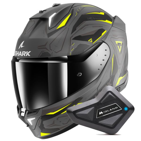 Full Face Shark Skwal i3 Linik AYK + Kit Bluetooth BT Mini