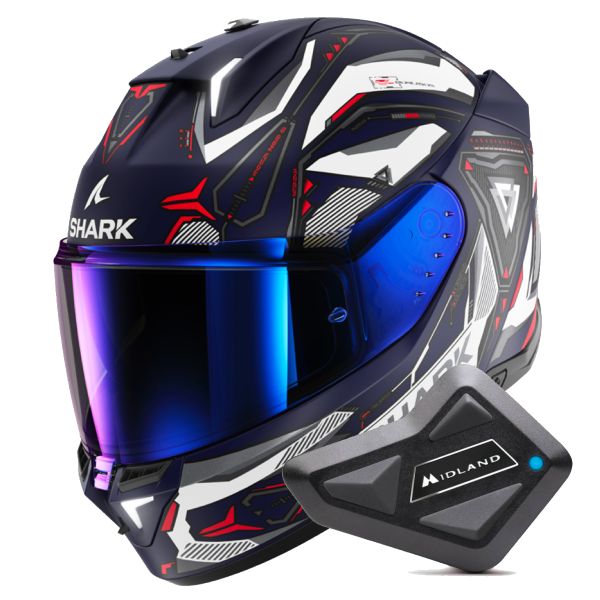 Full Face Shark Skwal i3 Linik BWR + Kit Bluetooth BT Mini