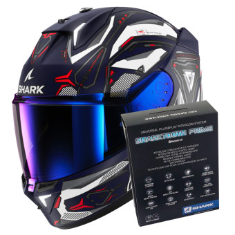 Full Face Shark Skwal i3 Linik BWR + Kit Bluetooth Sharktooth Prime