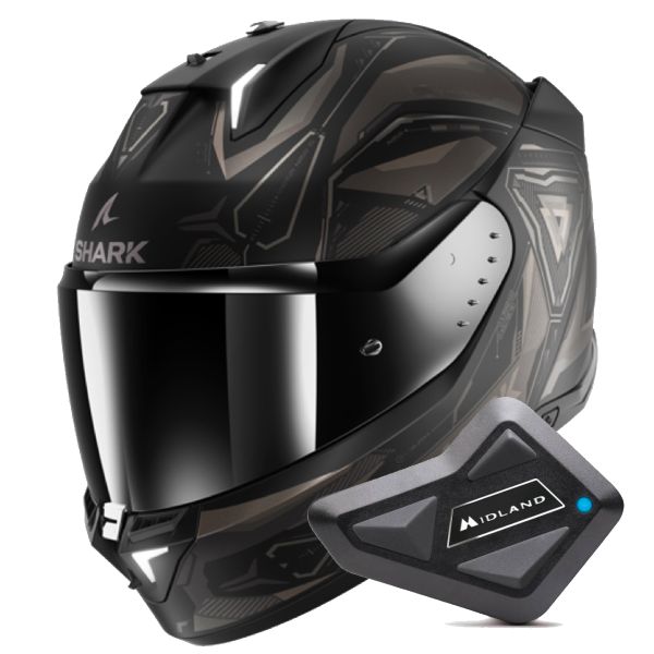 Full Face Shark Skwal i3 Linik KAA + Kit Bluetooth BT Mini