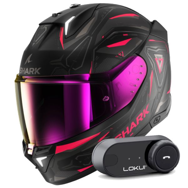 Full Face Shark Skwal i3 Linik Mat KVA + Kit Bluetooth Lokui K30