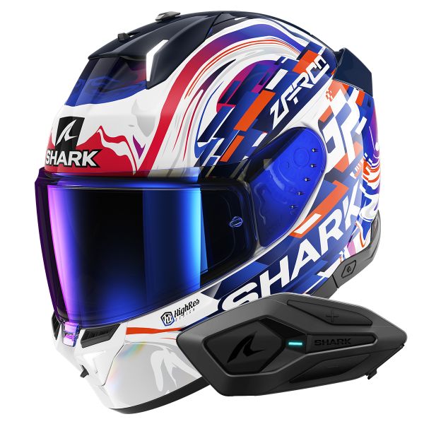 Full Face Shark Skwal i3 Replica Zarco GP De France WVB + Kit Bluetooth Sena for Shark S