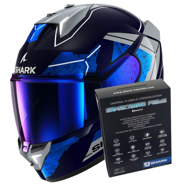 Full Face Shark Skwal i3 Rhad BUS + Kit Bluetooth Sharktooth Prime